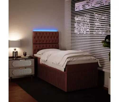 Atsperu Gulta Ar Matraci, Rozā Samts, 90X200 Cm Vidaxl