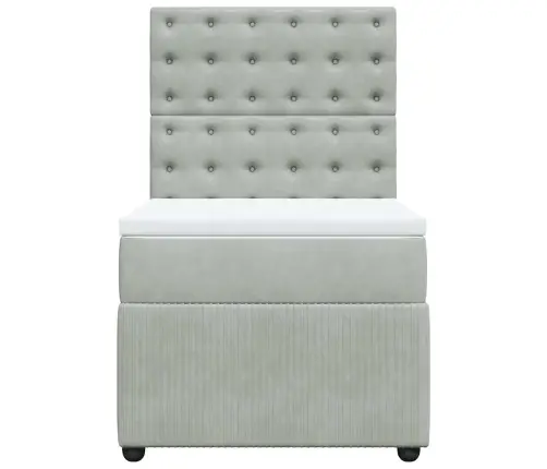 Atsperu Gulta Ar Matraci, Gaiši Pelēka Samts, 90X200 Cm Vidaxl