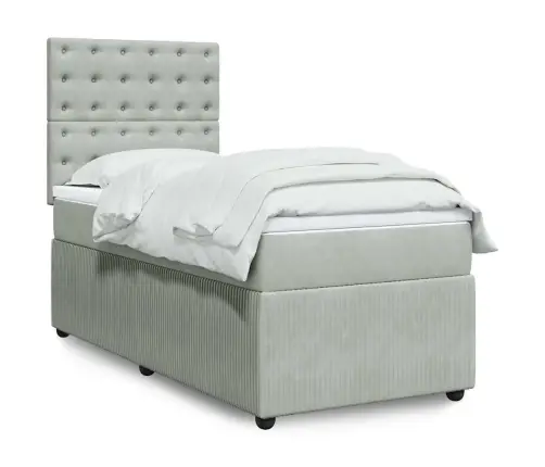 Atsperu Gulta Ar Matraci, Gaiši Pelēka Samts, 90X200 Cm Vidaxl