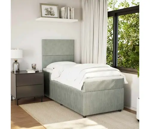 Kontinentaalvoodi Madratsiga, Helehall, 100X200 cm Samet