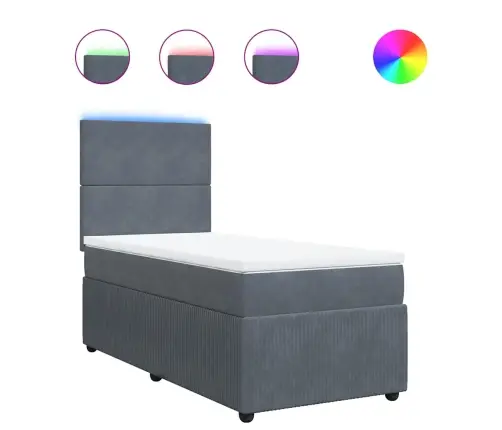 Atsperu Gulta Ar Matraci, Tumši Pelēka Samts, 100X200 Cm Vidaxl