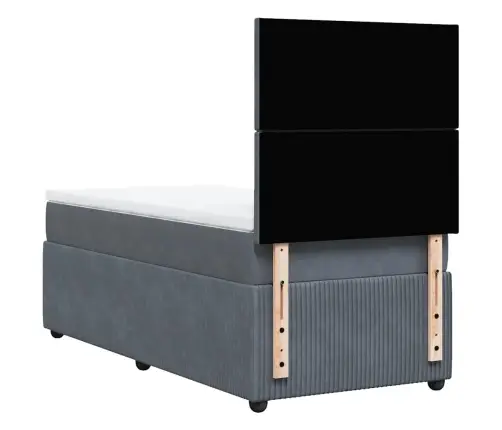 Atsperu Gulta Ar Matraci, Tumši Pelēka Samts, 100X200 Cm Vidaxl