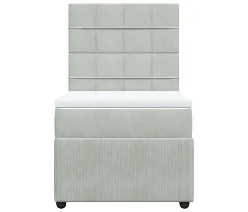 Atsperu Gulta Ar Matraci, Gaiši Pelēka Samts, 100X200 Cm Vidaxl