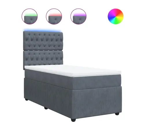 Kontinentaalvoodi Madratsiga, Tumehall, 100X200 cm Samet