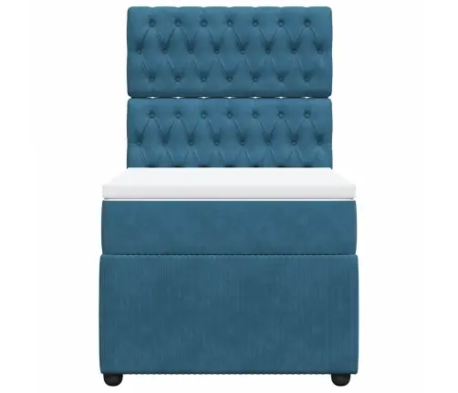 Atsperu Gulta Ar Matraci, Zils Samts, 100X200 Cm Vidaxl