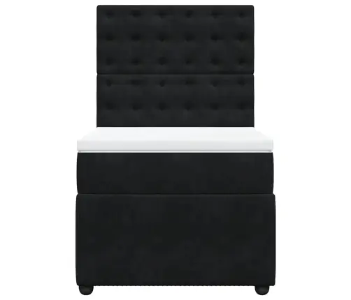 Kontinentaalvoodi Madratsiga, Must, 100X200 cm Samet