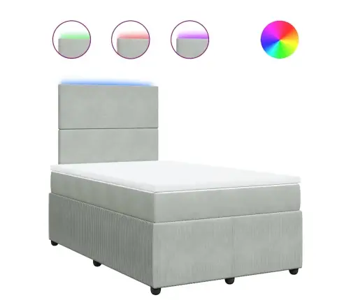 Atsperu Gulta Ar Matraci, Gaiši Pelēka Samts, 120X190 Cm Vidaxl