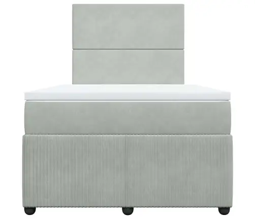 Atsperu Gulta Ar Matraci, Gaiši Pelēka Samts, 120X190 Cm Vidaxl