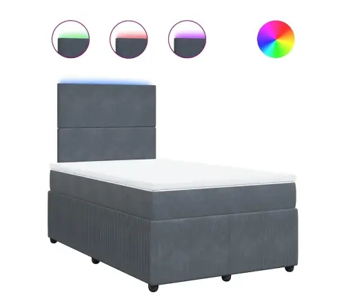 Atsperu Gulta Ar Matraci, Tumši Pelēks Samts, 120X190 Cm Vidaxl