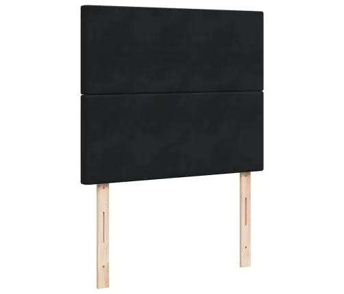 Lova Su Spyruoklėmis Ir Čiužiniu, Juoda, 120X190cm Aksomas