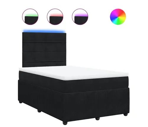 Atsperu Gulta Ar Matraci, Melns Samts, 120X190 Cm Vidaxl