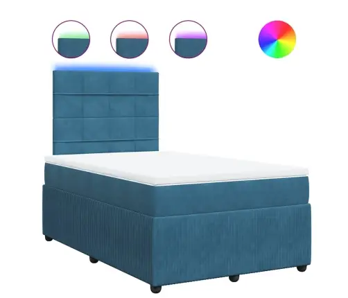 Atsperu Gulta Ar Matraci, Zils Samts, 120X190 Cm Vidaxl