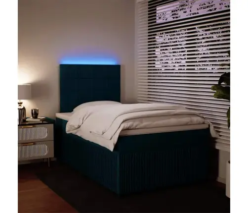 Atsperu Gulta Ar Matraci, Zils Samts, 120X190 Cm Vidaxl