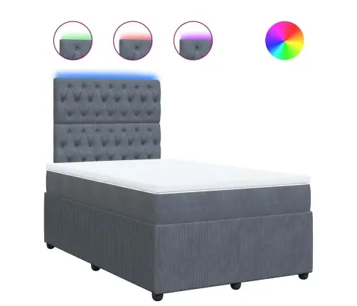 Atsperu Gulta Ar Matraci, Tumši Pelēks Samts, 120X190 Cm Vidaxl