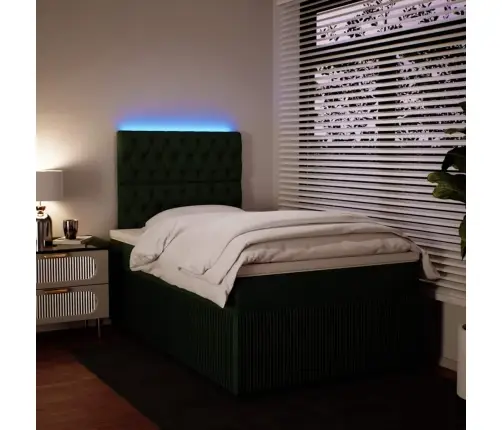 Atsperu Gulta Ar Matraci, Tumši Zaļš Samts, 120X190 Cm Vidaxl