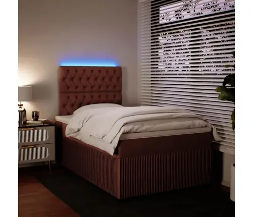 Atsperu Gulta Ar Matraci, Rozā Samts, 120X190 Cm Vidaxl