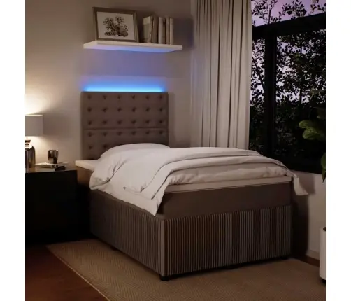 Lova Su Spyruoklėmis Ir Čiužiniu, Pilka, 120X190cm Aksomas