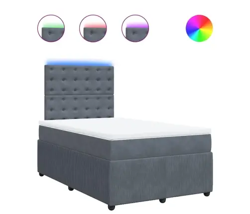 Lova Su Spyruoklėmis Ir Čiužiniu, Pilka, 120X190cm Aksomas