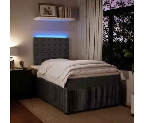 Lova Su Spyruoklėmis Ir Čiužiniu, Pilka, 120X190cm Aksomas