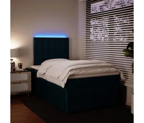 Atsperu Gulta Ar Matraci, Zils Samts, 120X190 Cm Vidaxl