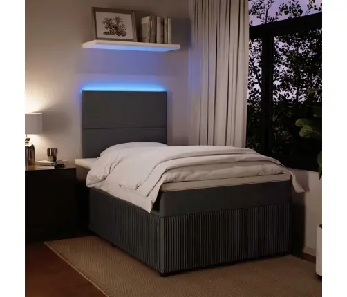 Atsperu Gulta Ar Matraci, Tumši Pelēka Samts, 120X200 Cm Vidaxl