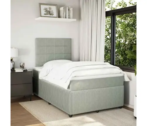 Kontinentaalvoodi Madratsiga, Helehall, 120X200 cm Samet