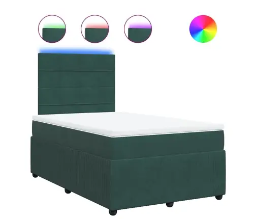 Atsperu Gulta Ar Matraci, Tumši Zaļš Samts, 120X200 Cm Vidaxl