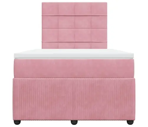 Atsperu Gulta Ar Matraci, Rozā Samts, 120X200 Cm Vidaxl