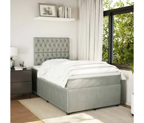 Kontinentaalvoodi Madratsiga, Helehall, 120X200 cm Samet