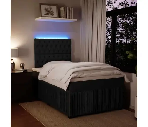 Kontinentaalvoodi Madratsiga, Must, 120X200 cm Samet