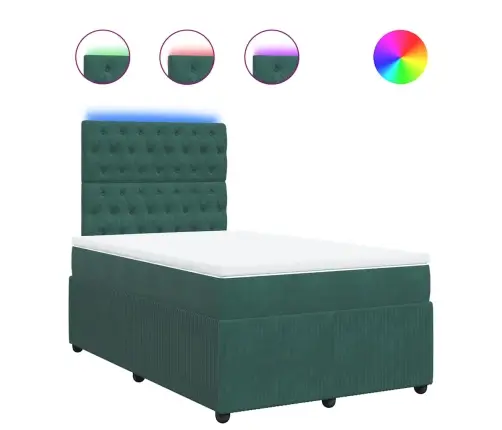 Atsperu Gulta Ar Matraci, Tumši Zaļš Samts, 120X200 Cm Vidaxl