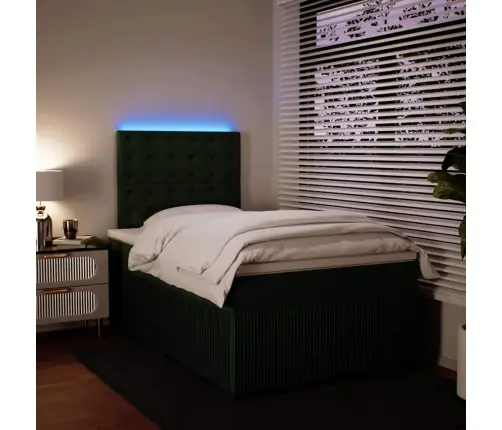 Lova Su Spyruoklėmis Ir Čiužiniu, Žalia, 120X200cm Aksomas