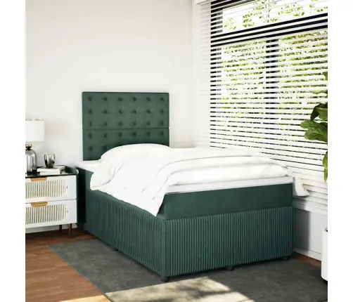 Lova Su Spyruoklėmis Ir Čiužiniu, Žalia, 120X200cm Aksomas