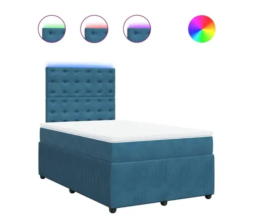 Atsperu Gulta Ar Matraci, Zils Samts, 120X200 Cm Vidaxl