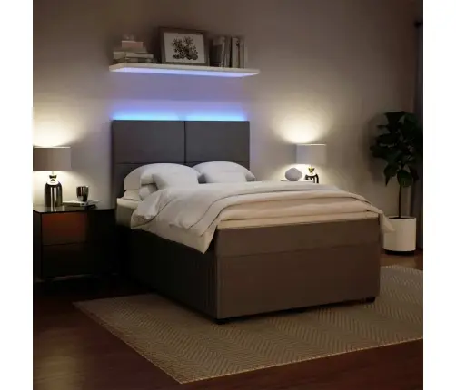 Lova Su Spyruoklėmis Ir Čiužiniu, Pilka, 140X190 cm Aksomas