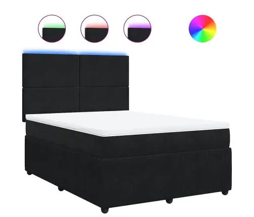 Atsperu Gulta Ar Matraci, Melna Samts, 140X190 Cm Vidaxl