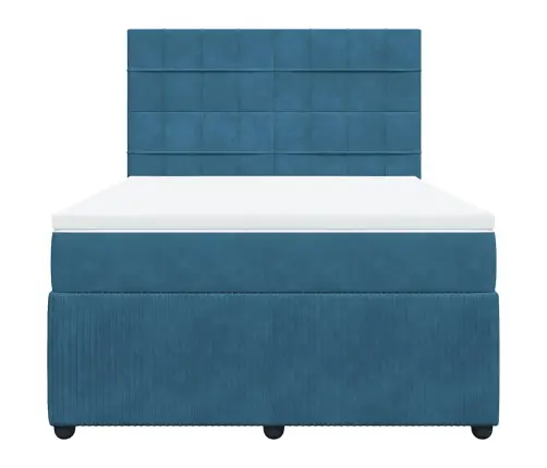 Atsperu Gulta Ar Matraci, Zils Samts, 140X190 Cm Vidaxl