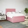 Atsperu Gulta Ar Matraci, Rozā Samts, 140X190 Cm Vidaxl