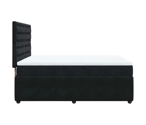 Atsperu Gulta Ar Matraci, Melna Samts, 140X190 Cm Vidaxl