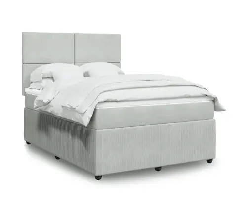 Kontinentaalvoodi Madratsiga, Helehall, 140X200 cm Samet