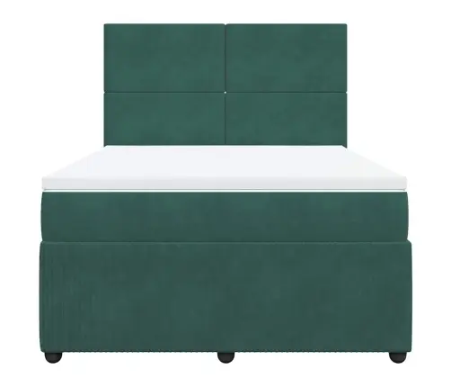 Lova Su Spyruoklėmis Ir Čiužiniu, Žalia, 140X200 cm Aksomas