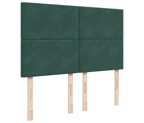 Lova Su Spyruoklėmis Ir Čiužiniu, Žalia, 140X200 cm Aksomas