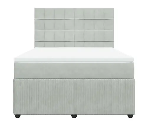 Kontinentaalvoodi Madratsiga, Helehall, 140X200 cm Samet