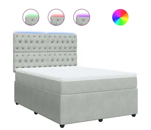 Atsperu Gulta Ar Matraci, Gaiši Pelēka Samts, 140X200 Cm Vidaxl