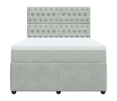 Atsperu Gulta Ar Matraci, Gaiši Pelēka Samts, 140X200 Cm Vidaxl