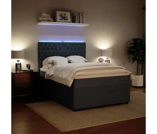 Atsperu Gulta Ar Matraci, Tumši Pelēka Samts, 140X200 Cm Vidaxl