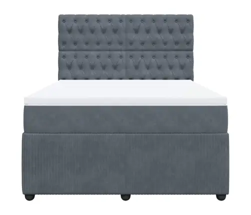 Atsperu Gulta Ar Matraci, Tumši Pelēka Samts, 140X200 Cm Vidaxl