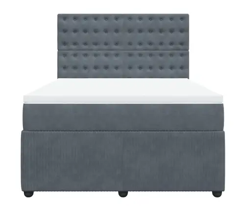 Atsperu Gulta Ar Matraci, Tumši Pelēka Samts, 140X200 Cm Vidaxl