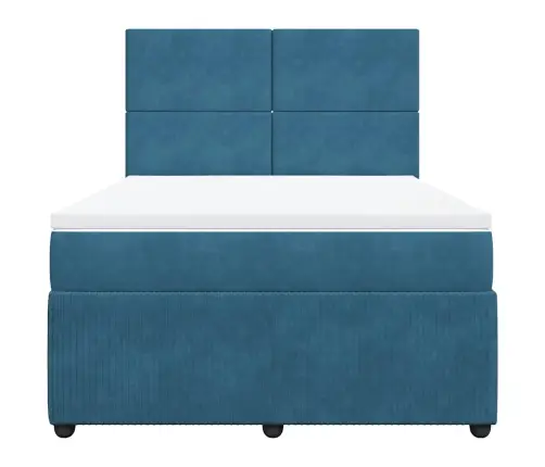 Kontinentaalvoodi Madratsiga, Sinine, 160 X 200 cm Samet