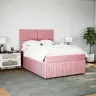 Atsperu Gulta Ar Matraci, Rozā Samts, 160X200 Cm Vidaxl